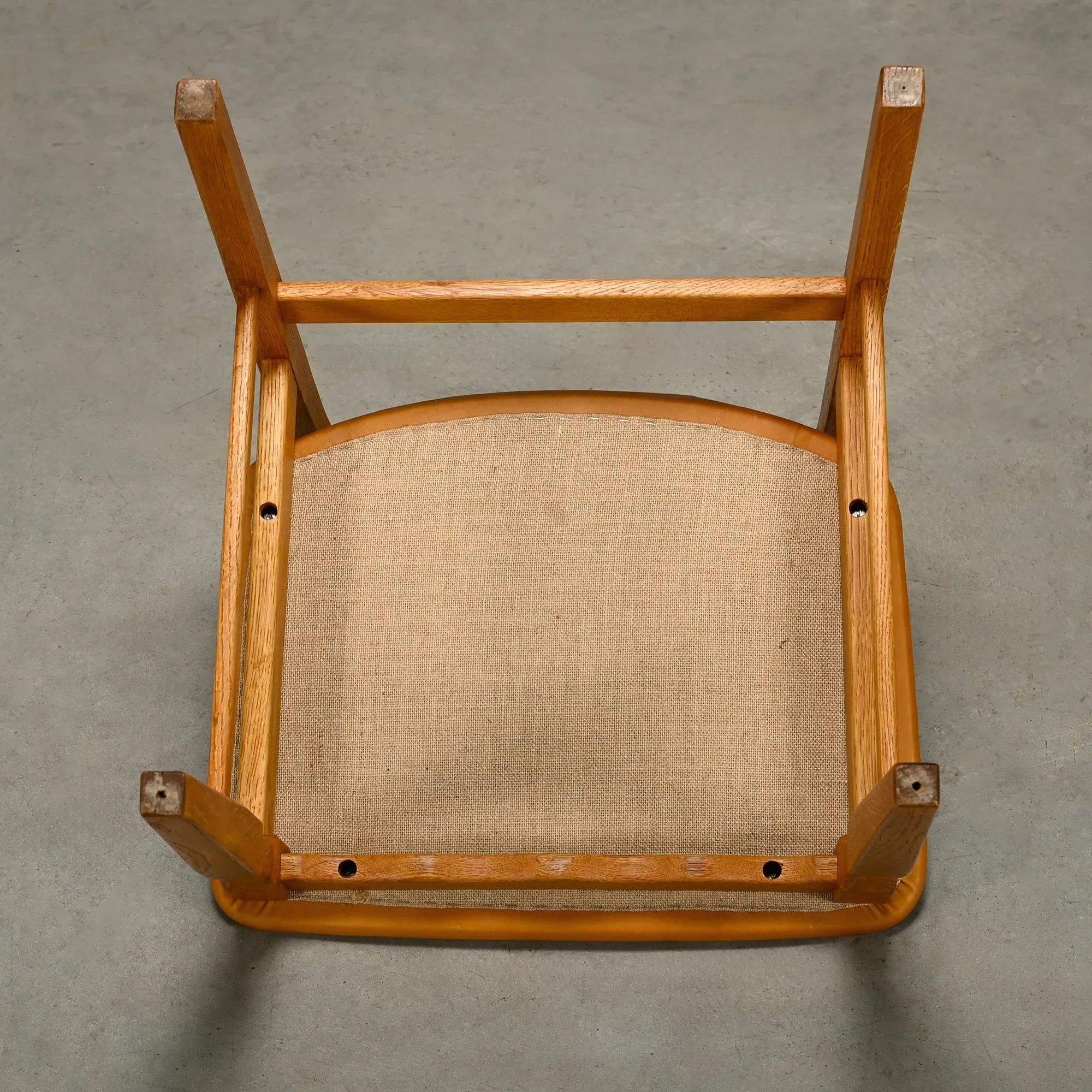Razorblade style dining chairs by Henning Kjærnulf Oak and Leather Denmark