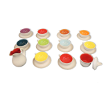 Former tea service in multicolored ceramics signed