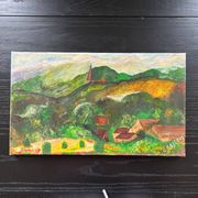 Green landscape painting