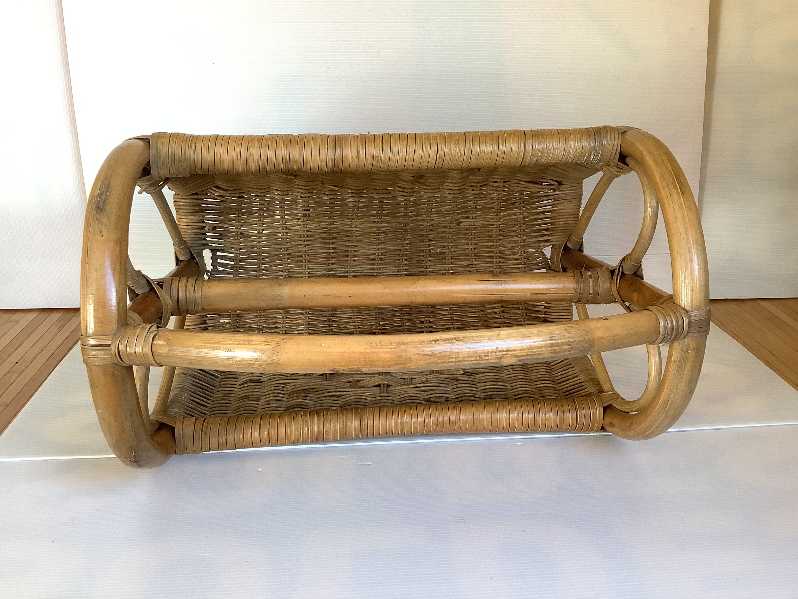 Rattan wicker magazine holder