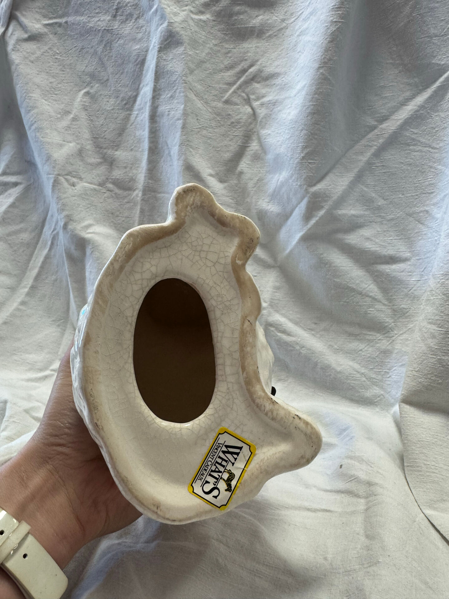 Chat en céramique beige