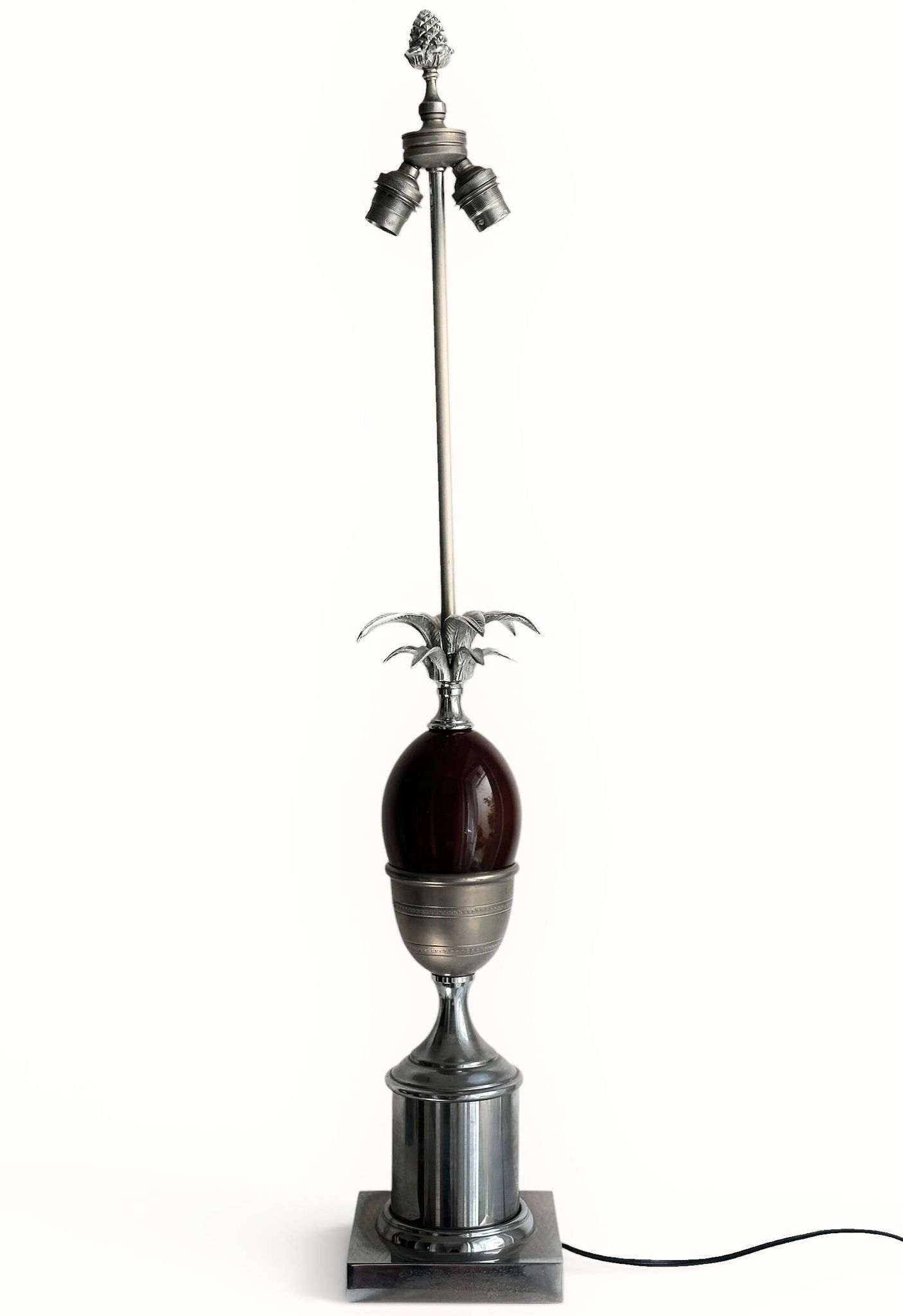 Pineapple lamp in chrome and amber Bakelite, style of Maison Charles - 1970.