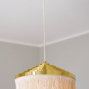 Hans Agne Jakobsson silk and brass fringe pendant circa 1960.