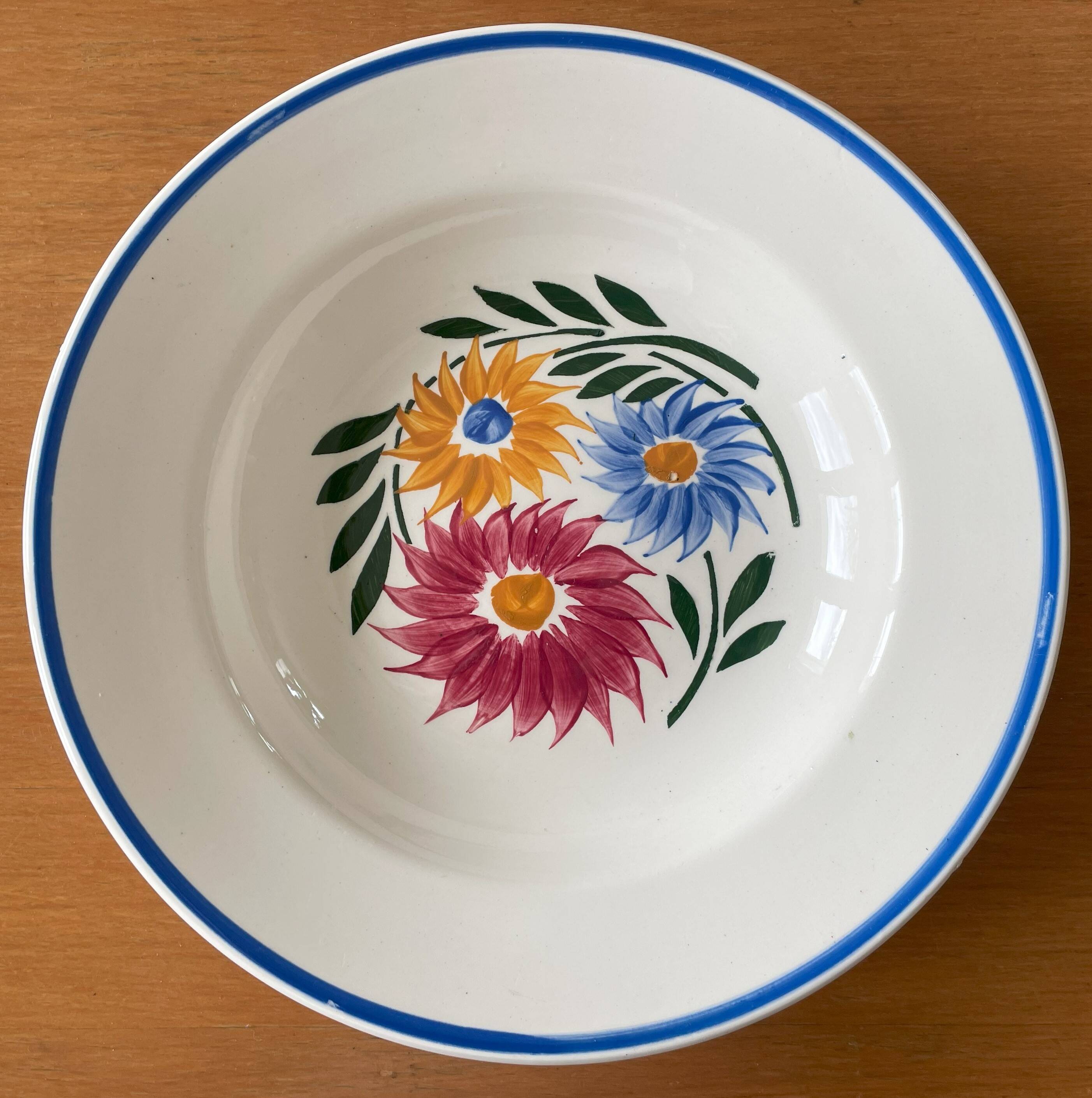 6 old soup plates in Sarreguemines earthenware