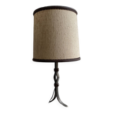 Table lamp base in iron and leather by Jean-Pierre Ryckaert - 1950s