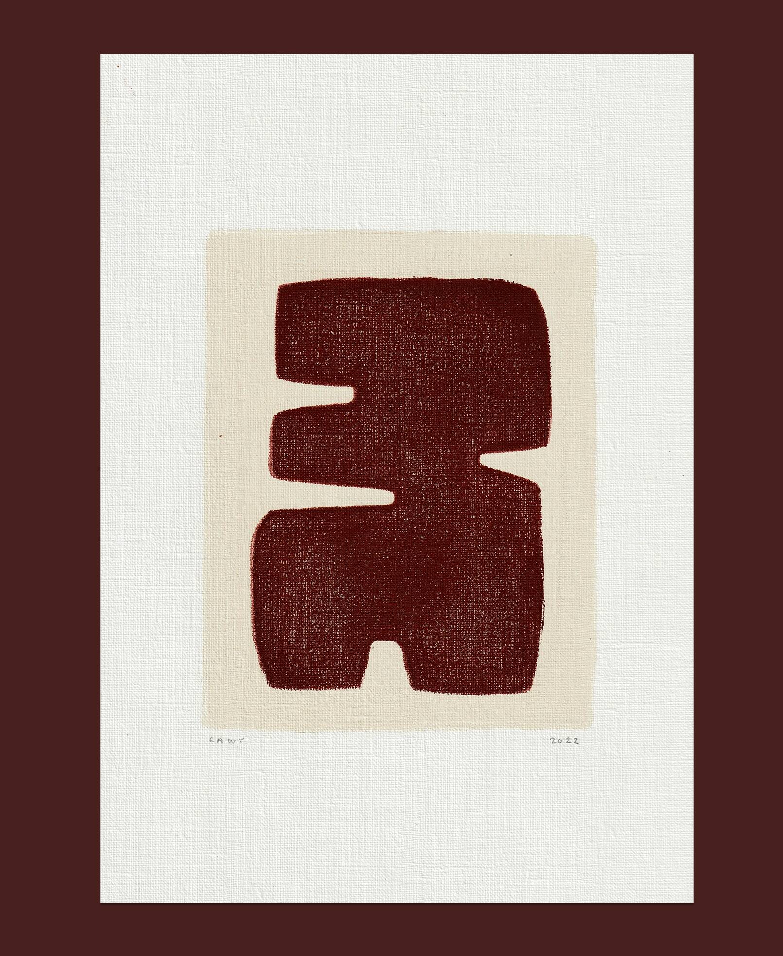 "Maori" brown painting on paper signed eawy