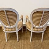 Pair of Louis XVI style medallion armchairs