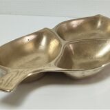 Plateau feuille laiton massif vintage