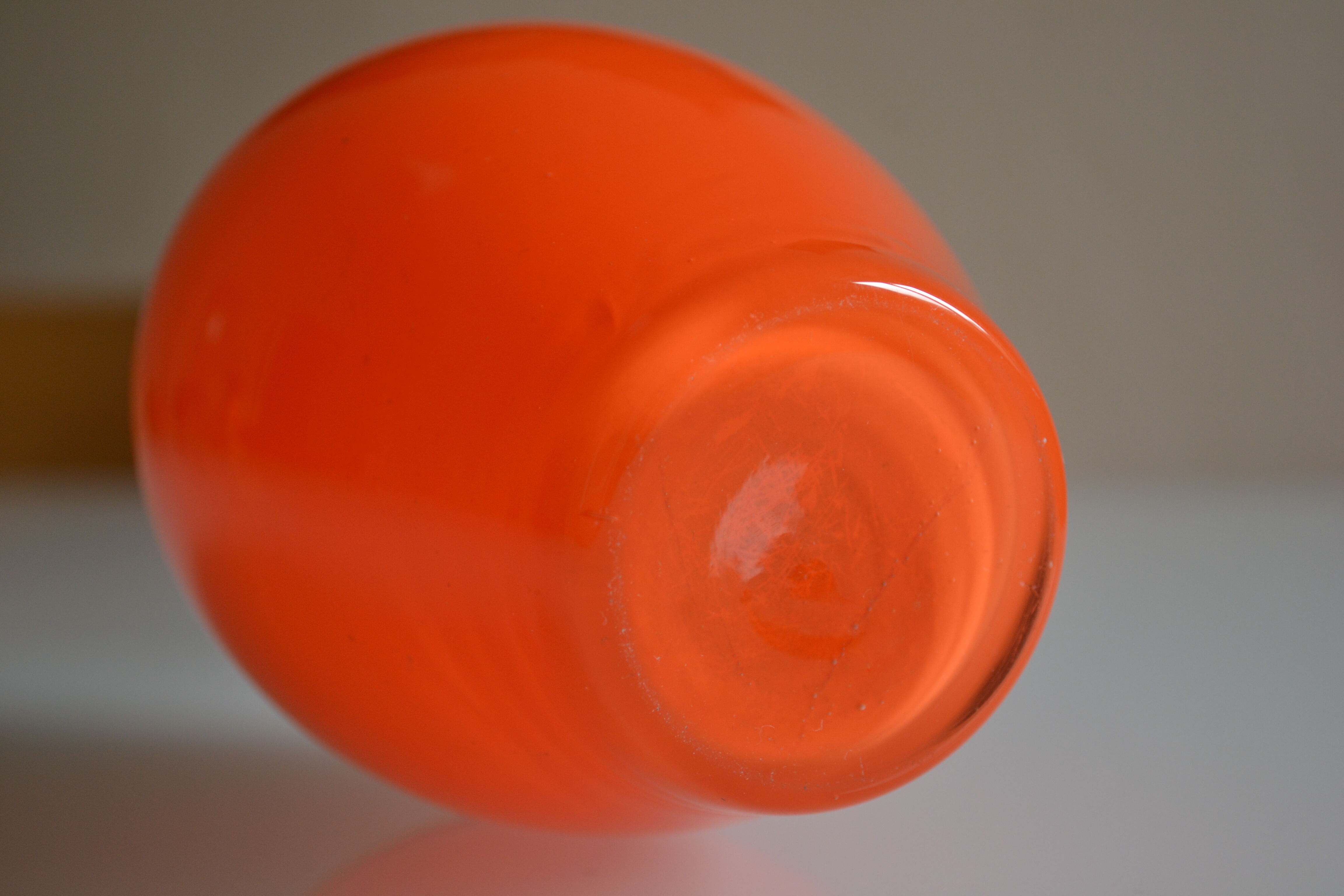 Vase vintage glass orange mouth blow murano italy