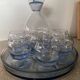 Art deco decanter and tray glass set
