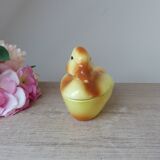 Yellow duckling small terrine Michel Gaugant, Earthenware duckling chick trinket box
