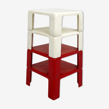 White and red "Quattro Gatti" side tables by Mario Bellini for B&B Italia, 1970