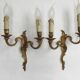Elegant Vintage French Bronze Double Wall Sconces with Acanthus Leaf Detail
