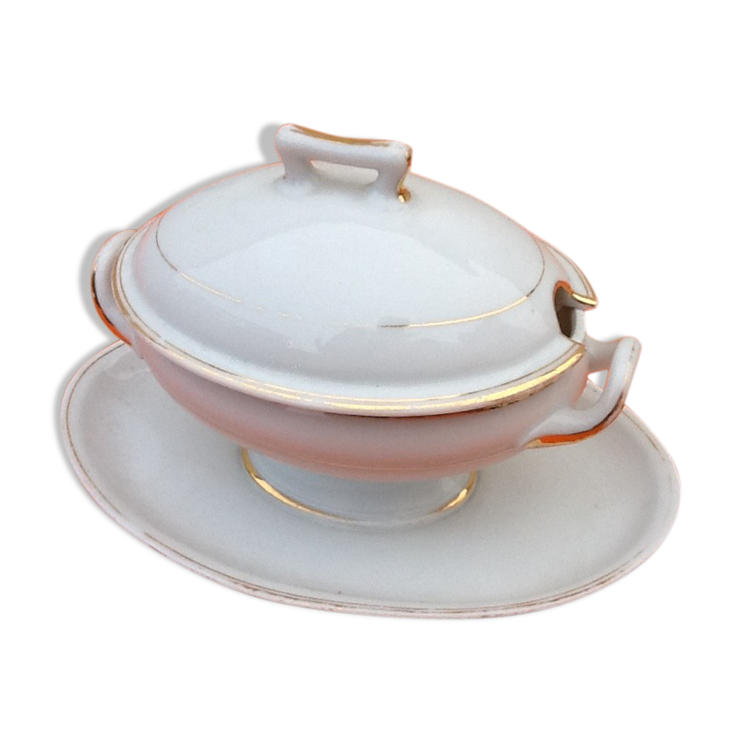 Sauceboat with lid XIXth Porcelaine de Paris