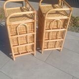 Pair of 1970s rattan bedside tables