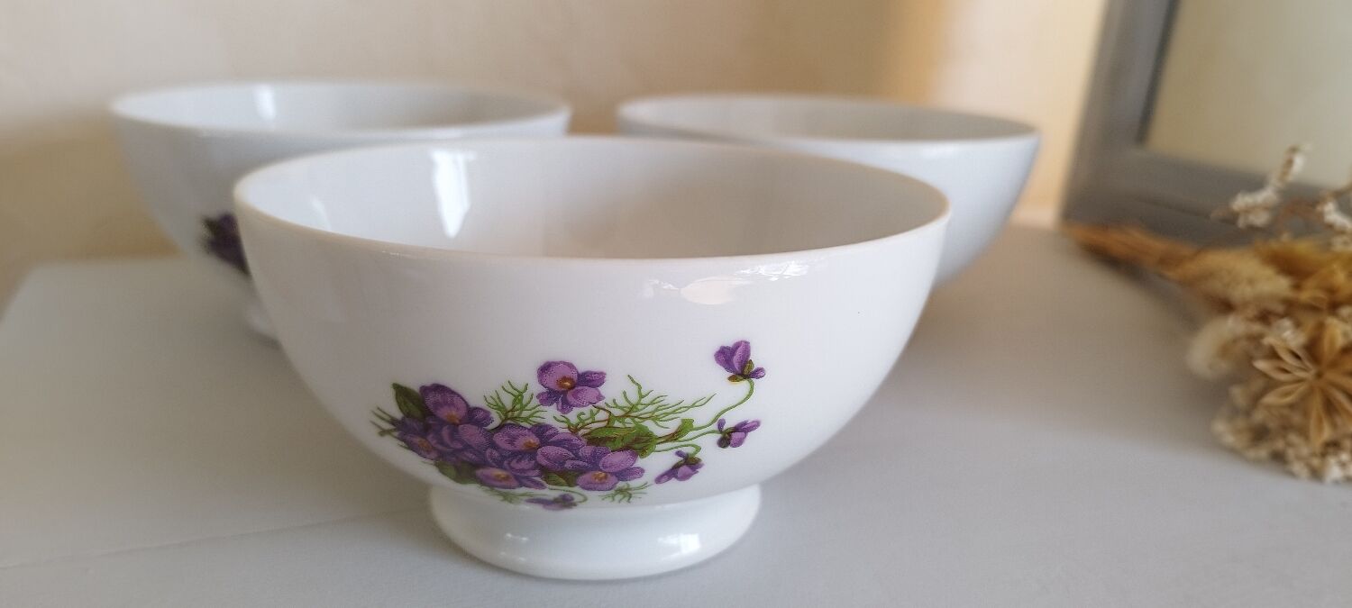 Set of 3 purple bowls