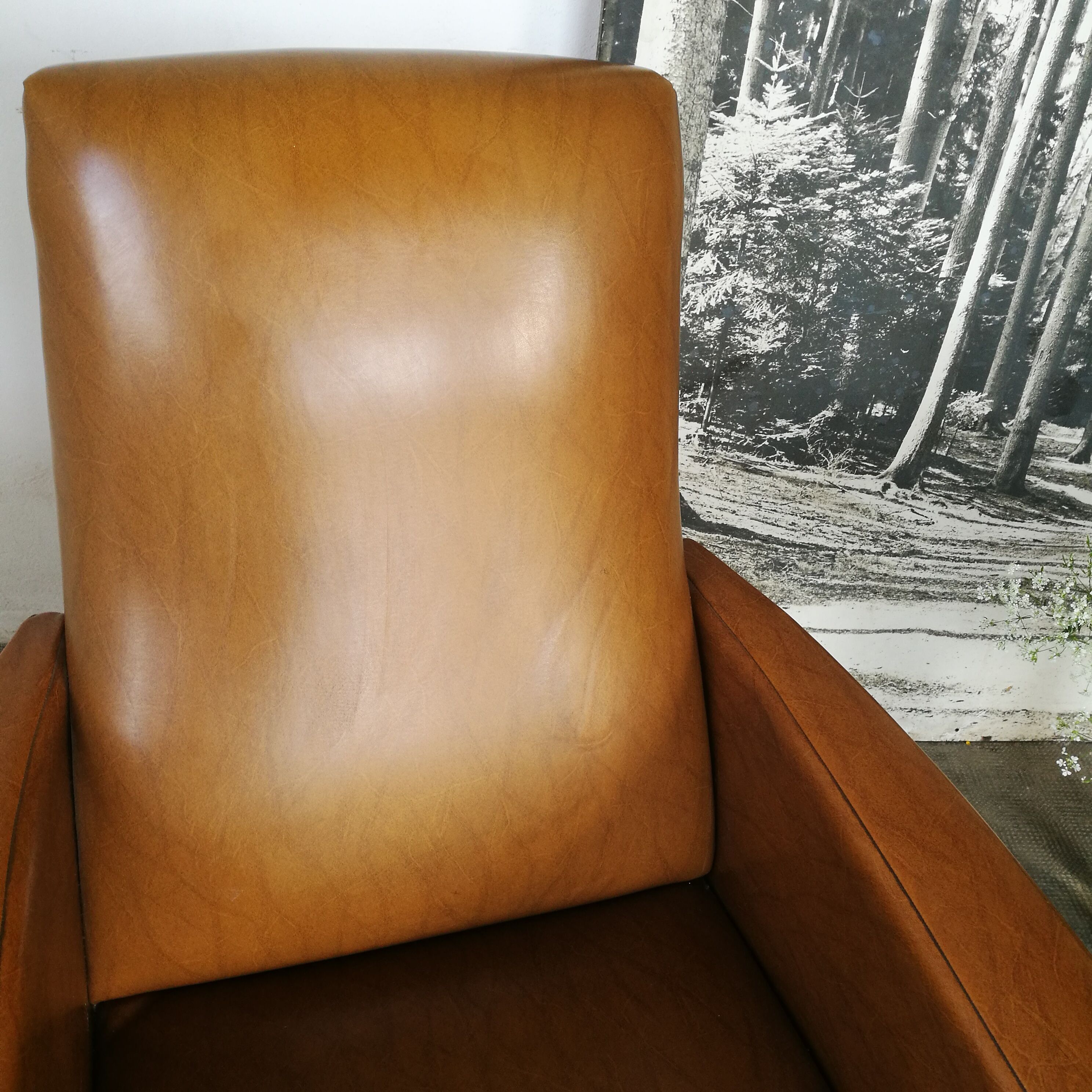 Armchair 50s skaï metal base