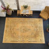 Tapis Oushak jaune 6x9 tapis vintage, tapis surteint jaune, tapis pour vivre MOON.147