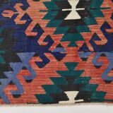 5x8 Blue & Red Geometric Style Vintage Kilim Rug, 158x238Cm