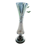 Soliflore en verre taillé et étain italien sculpté PELTRO vintage