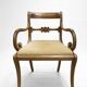 2 Antique Brass Dining Chairs with Inlaid Backs