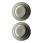 Set of 2 dessert plates with gold trim Gien Quimper D19