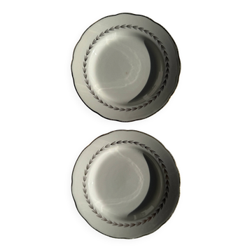Lot de 2 assiettes à dessert à liseré doré Gien Quimper D19