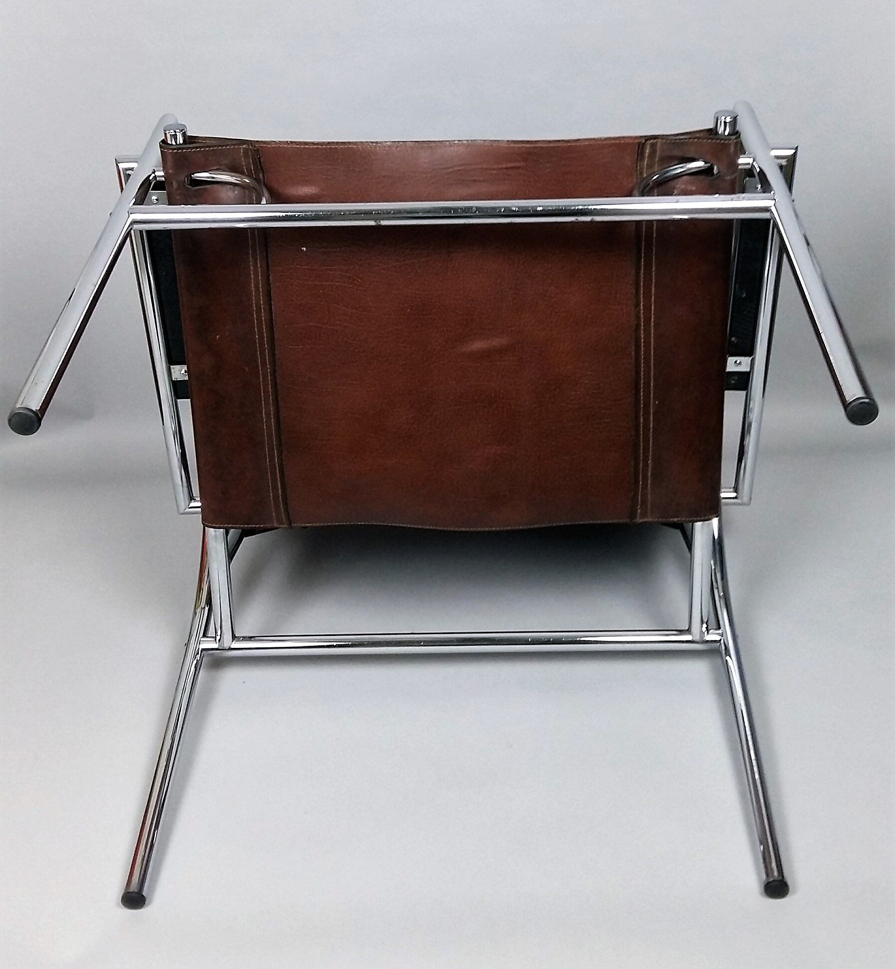 Pair of armchairs chromed metal and leather, 60 years