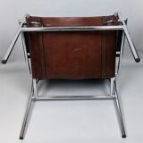 Pair of armchairs chromed metal and leather, 60 years