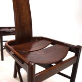 Set of 3 Allmilmö brutalist dining chairs oak, 1980