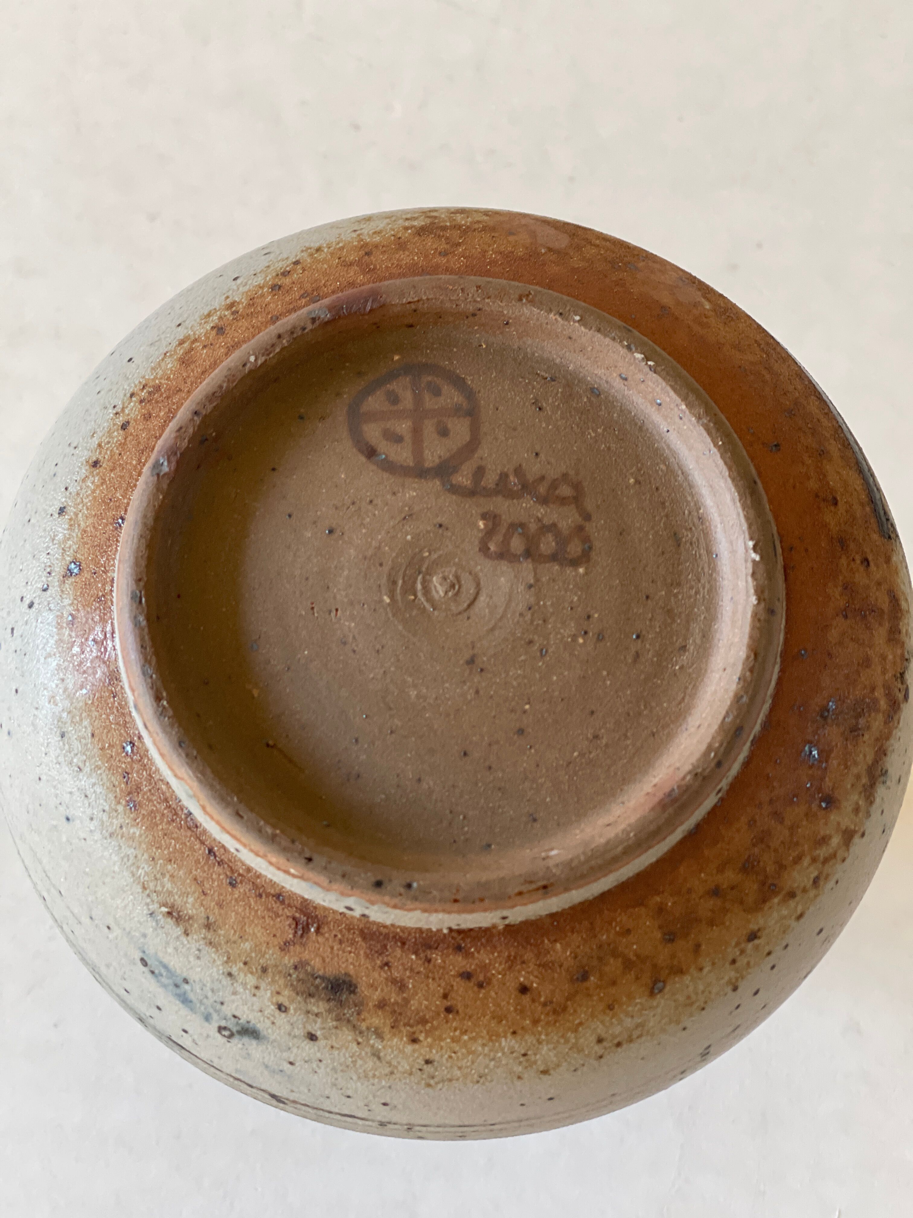 Vintage sandstone vase signed Cuxa