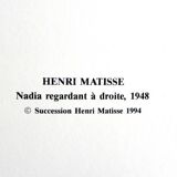 Matissse after Nadia looking to the right, 1994. Lithograph on strong paper