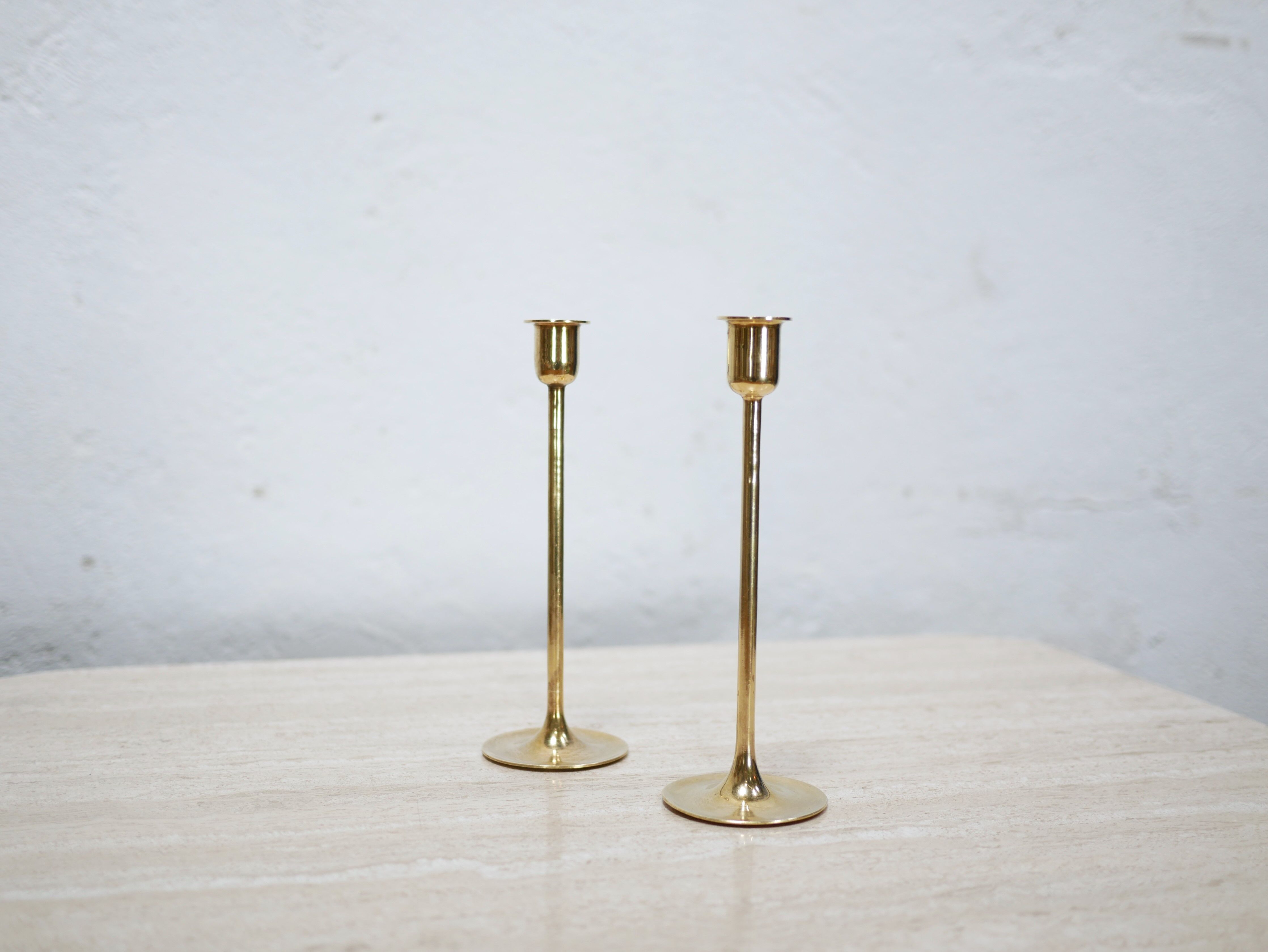 Pair of vintage brass candle holders
