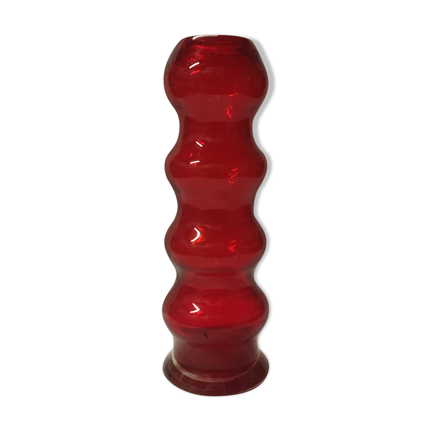 Large red glass seventies vase