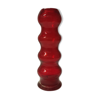 Vase seventies rouge en verre