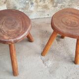 Two stools "brutalize" in solid oak