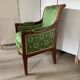Fauteuil de style Empire en bois et tissu vert