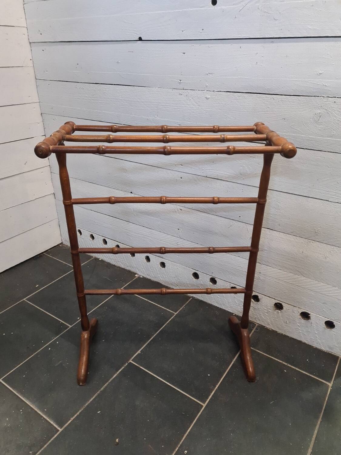 Bamboo style wooden towel holder