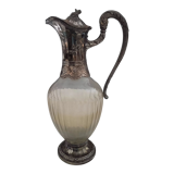 Aiguière verre et métal argenté