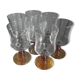 7 vintage amber stemmed glasses