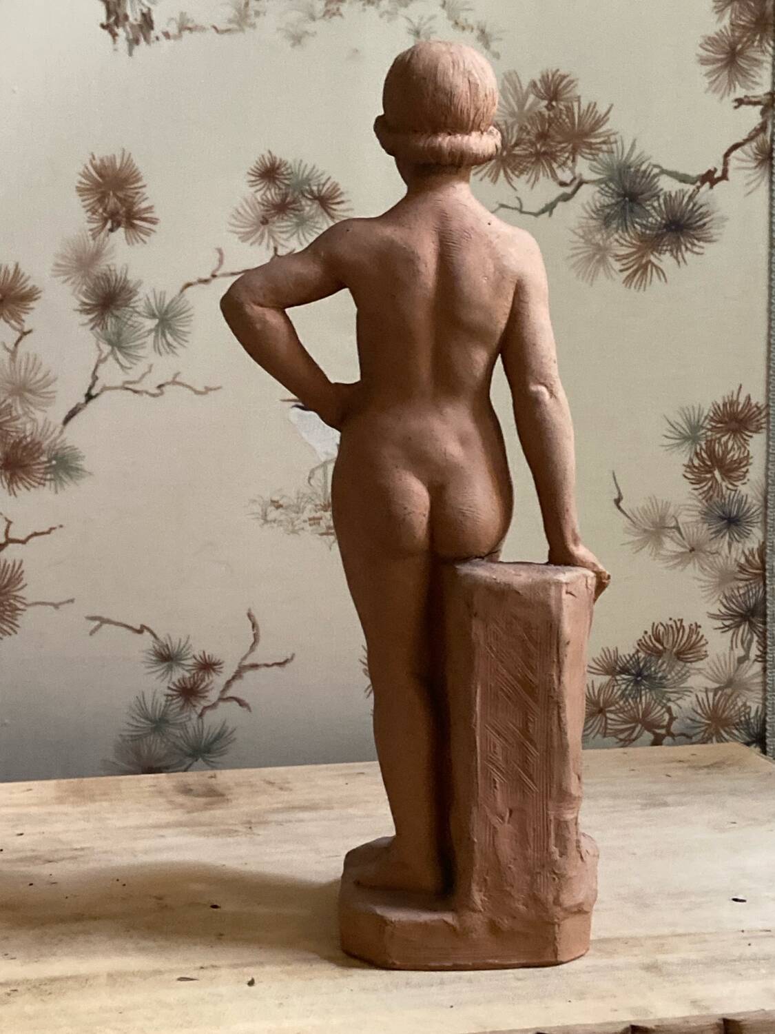Antique Art Deco sculpture signed Delauner – Terracotta – 26 cm
