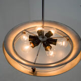 Bauhaus functionalist nickel chandelier UFO, 1930s, restored