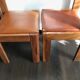 Set of 4 elm chairs and leather, 80s