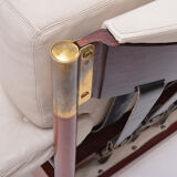 Beige Midcentury Lounge Chair with Ottoman Model "Sella" by Carlo de Carli