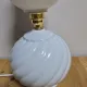 Blue ball lamp and white opaline.
