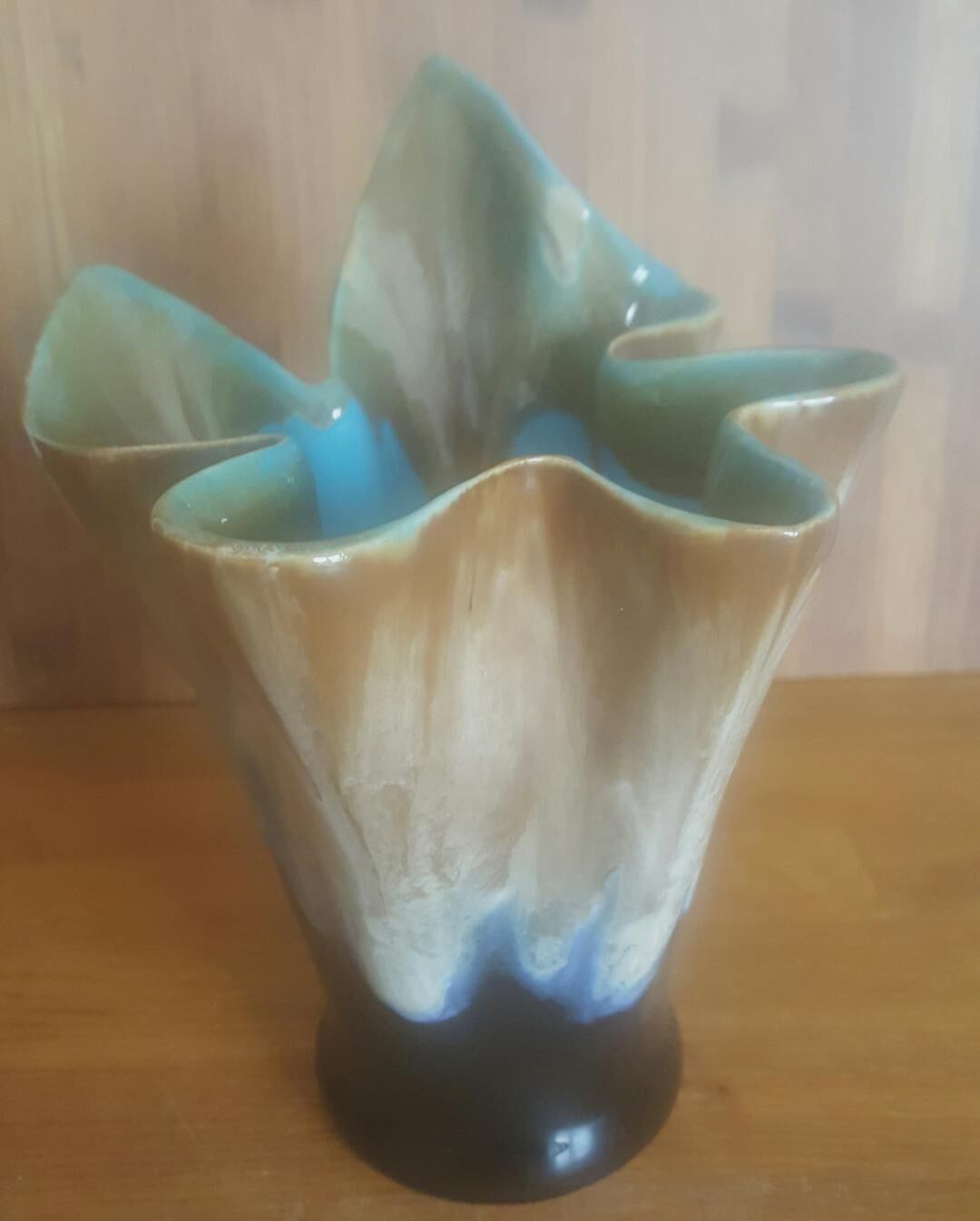 Vintage vase draped shape in flamed sandstone