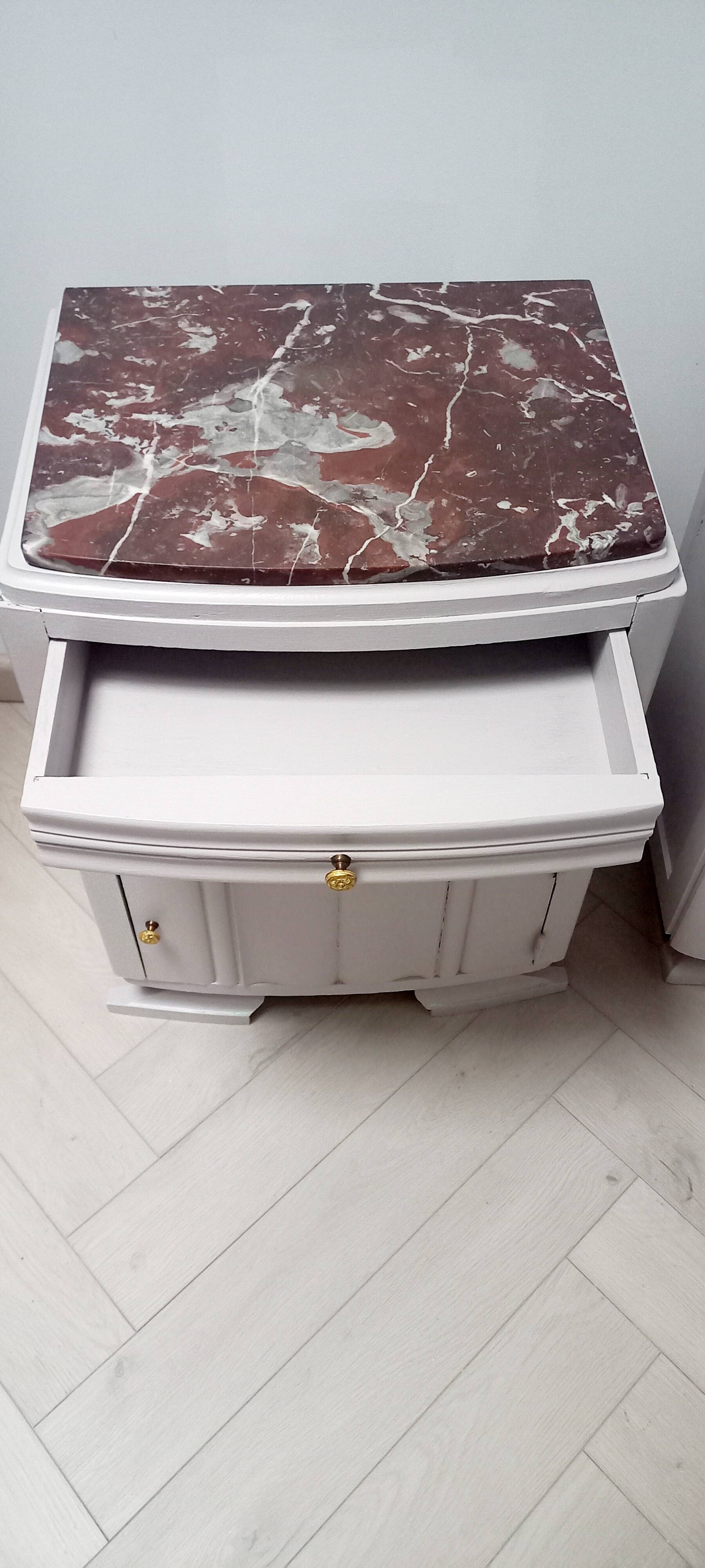 Art Deco bedside tables with marble