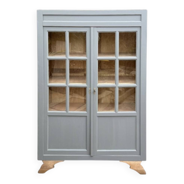 Grey glass-fronted Parisian wardrobe from La Samaritaine 1960