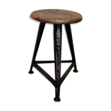 Industrial german metal and wood stool by Robert Wagner for Rowac, 1930s