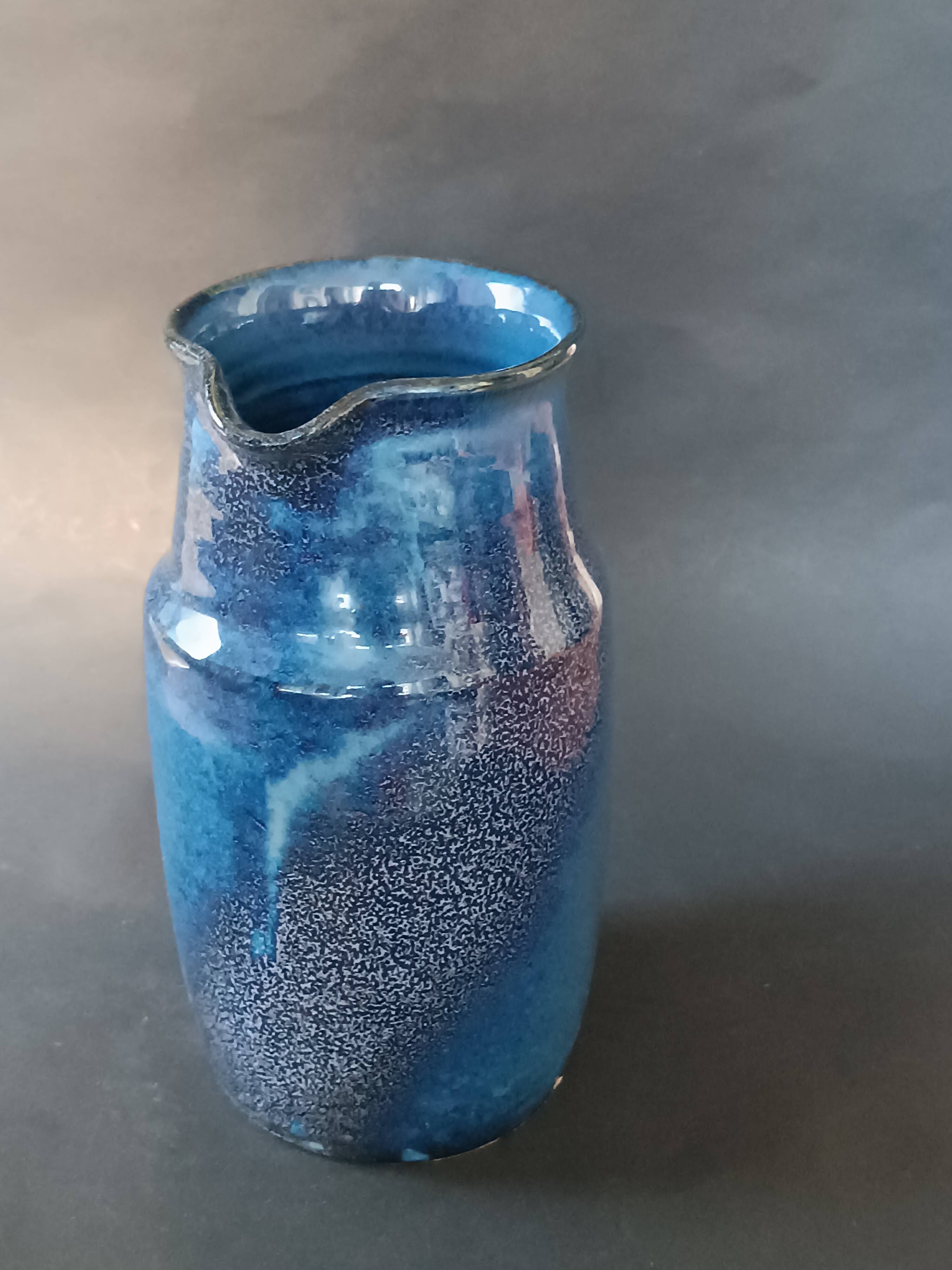 Blue stoneware jug La Combe du Lac Lamoura